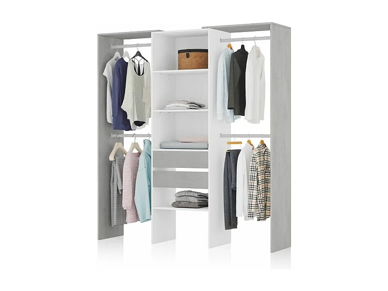 Armario vestidor Lada Blanco - Cemento