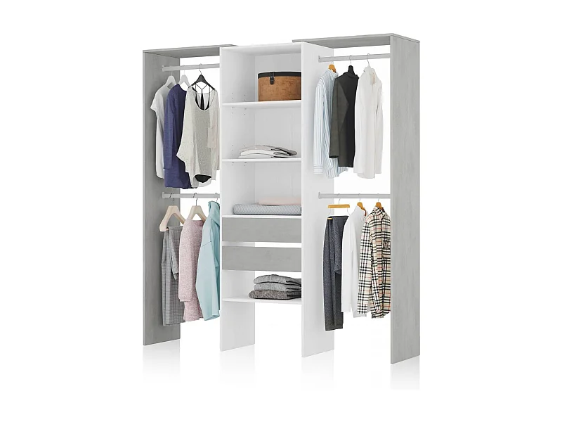 Armario vestidor Lada Blanco - Cemento