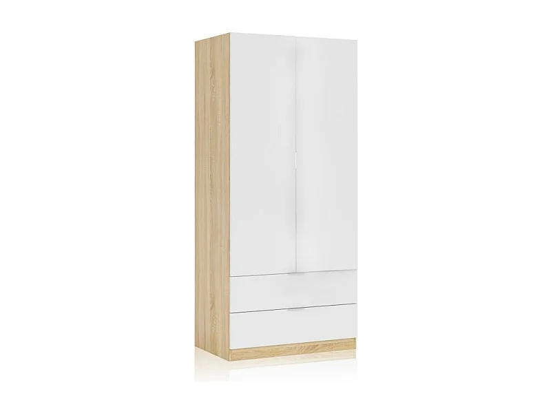 Armario Lark 2 Puertas 2 Cajones Blanco Artik (Blanco Mate) - Roble Canadian