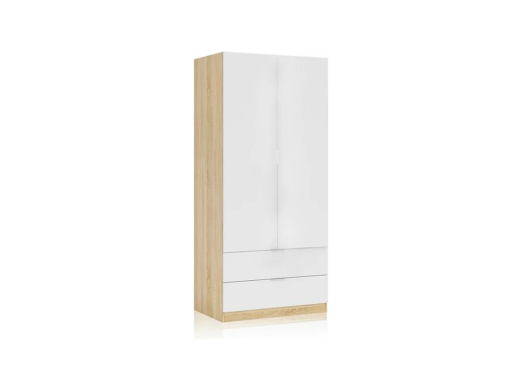 Armario Lark 2 Puertas 2 Cajones Blanco Artik (Blanco Mate) - Roble Canadian