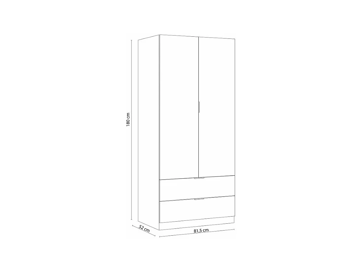 Armario Lark 2 Puertas 2 Cajones Blanco Artik (Blanco Mate) - Roble Canadian