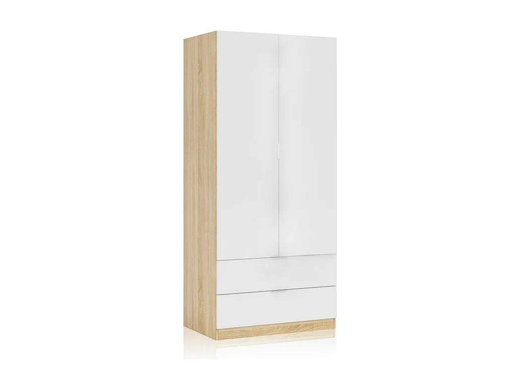 Armario Lark 2 Puertas 2 Cajones Blanco Artik (Blanco Mate) - Roble Canadian