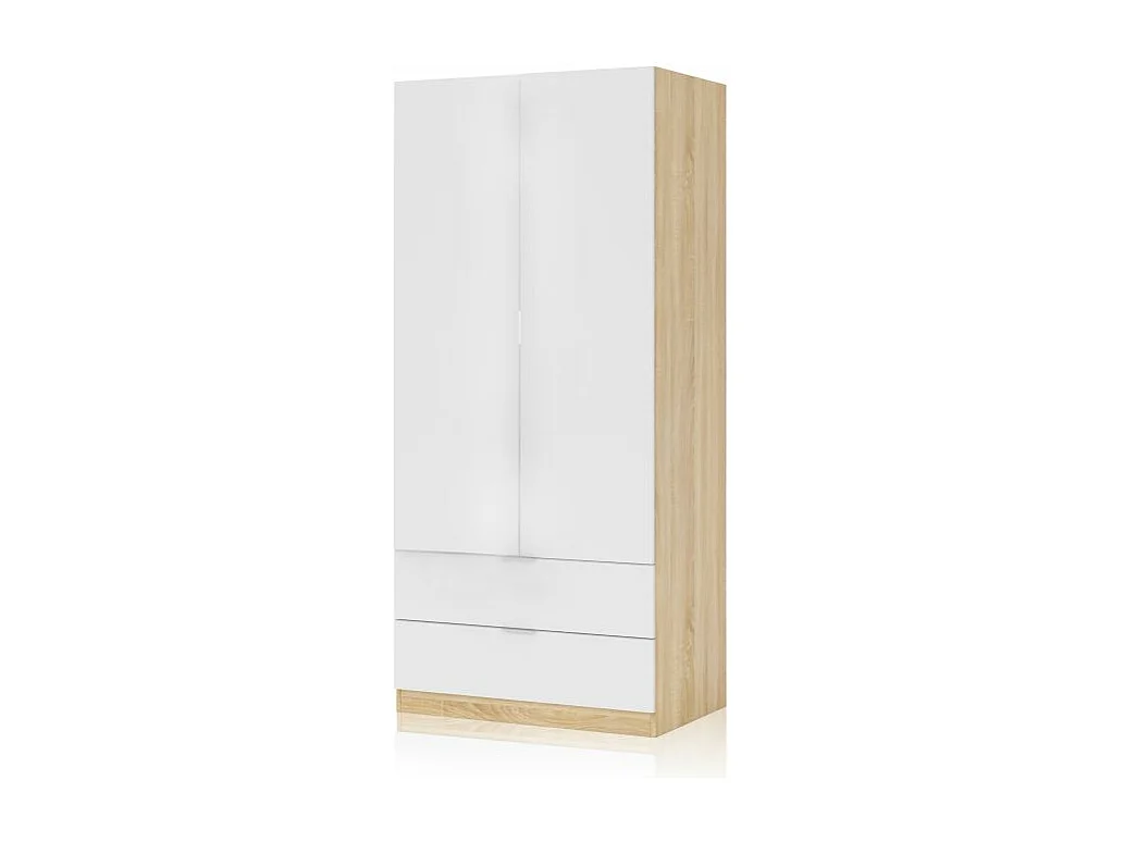 Armario Lark 2 Puertas 2 Cajones Blanco Artik (Blanco Mate) - Roble Canadian