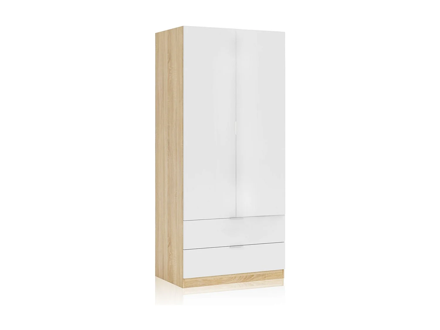 Armario Lark 2 Puertas 2 Cajones Blanco Artik (Blanco Mate) - Roble Canadian