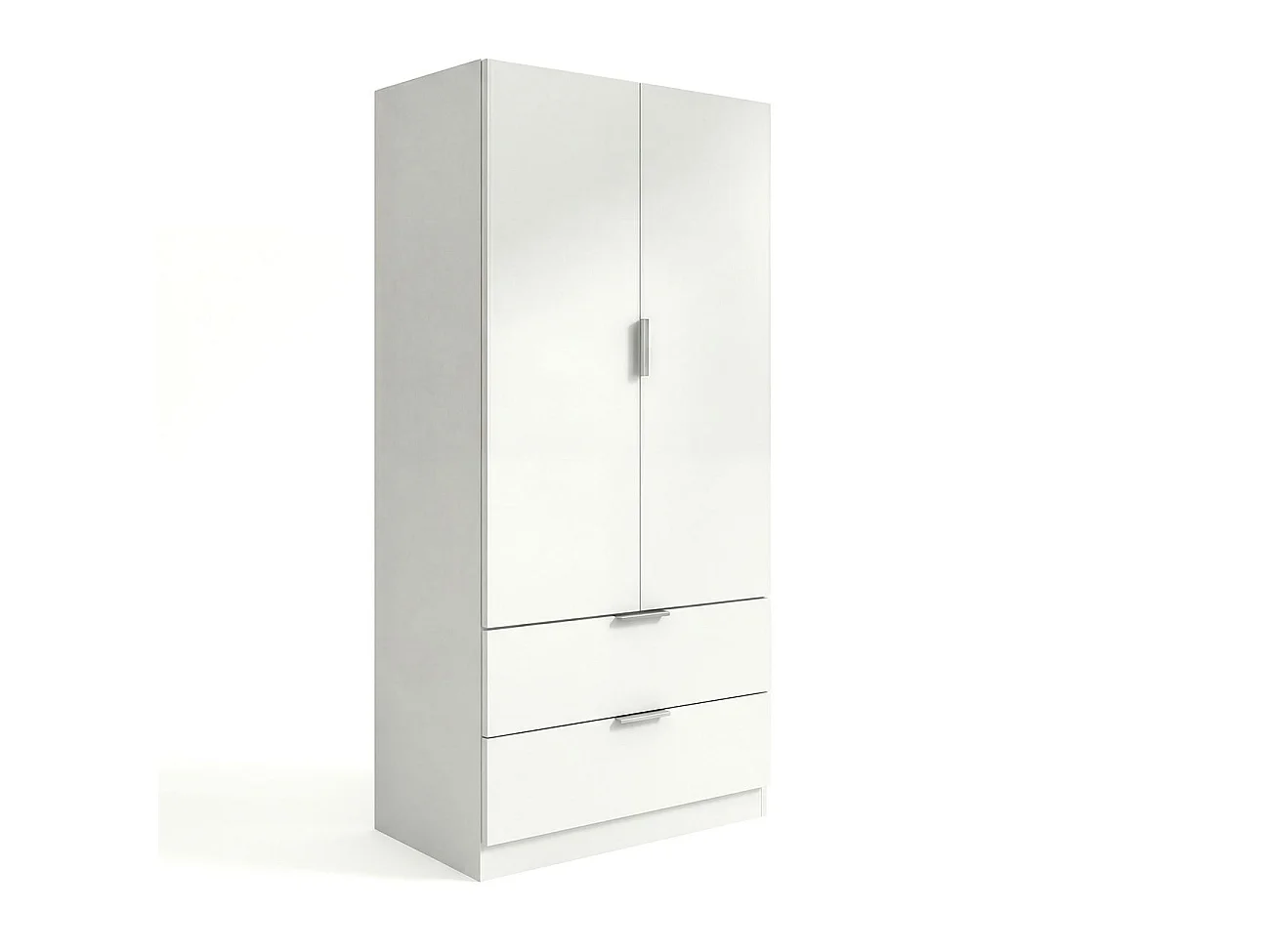 Armario de 2 puertas y 2 cajones en blanco 81,5x180 cm Lark Blanco
