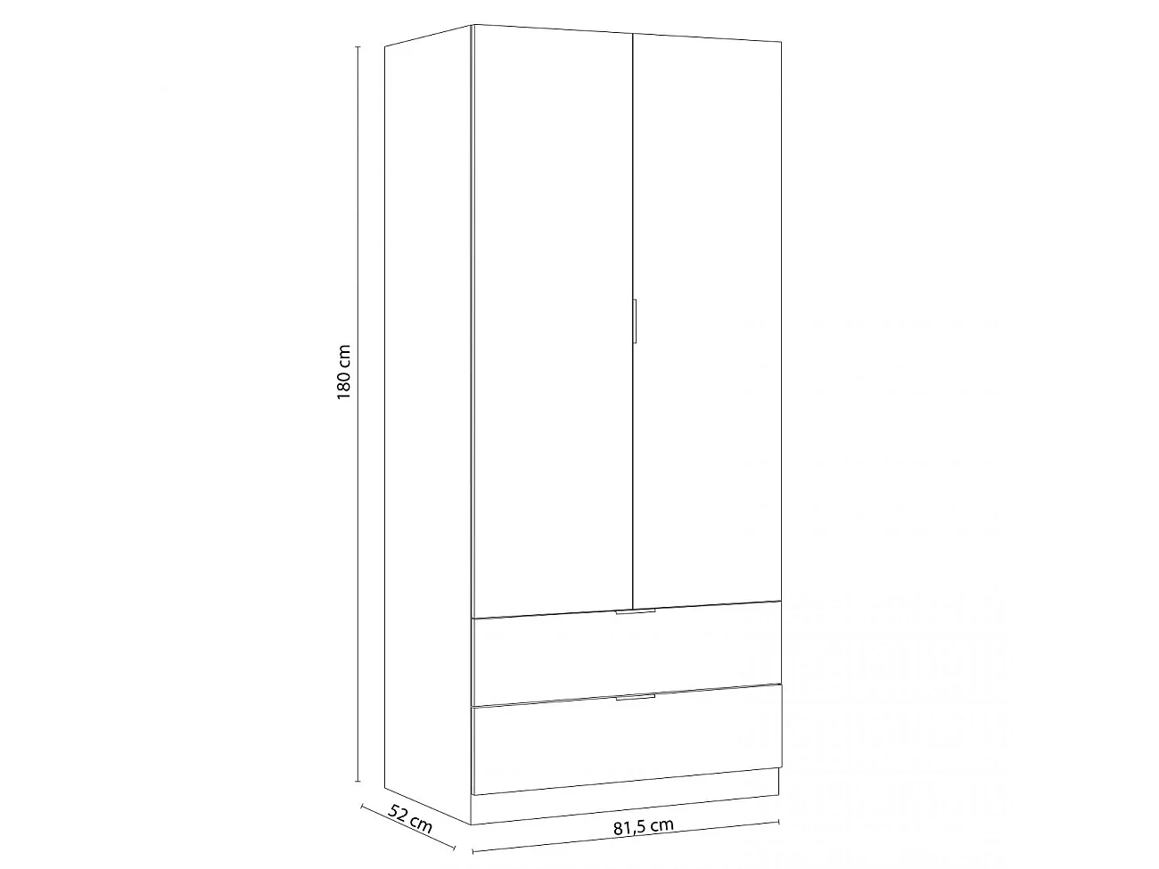 Armario de 2 puertas y 2 cajones en blanco 81,5x180 cm Lark Blanco