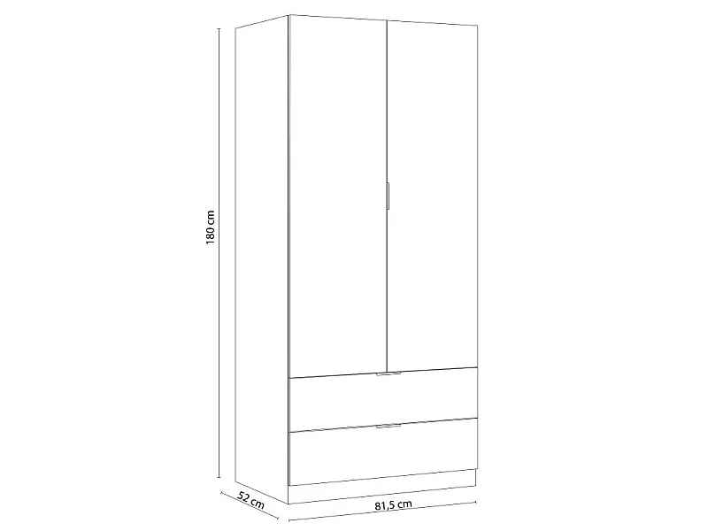 Armario de 2 puertas y 2 cajones en blanco 81,5x180 cm Lark Blanco