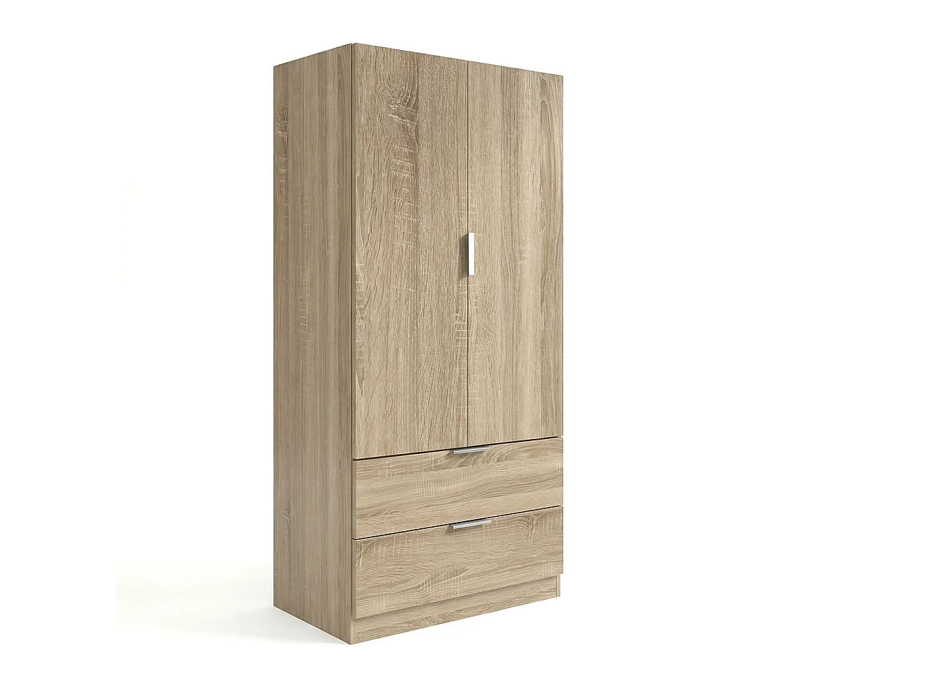 Armario de 2 puertas y 2 cajones en roble canadian 81,5x180 cm Lark Roble
