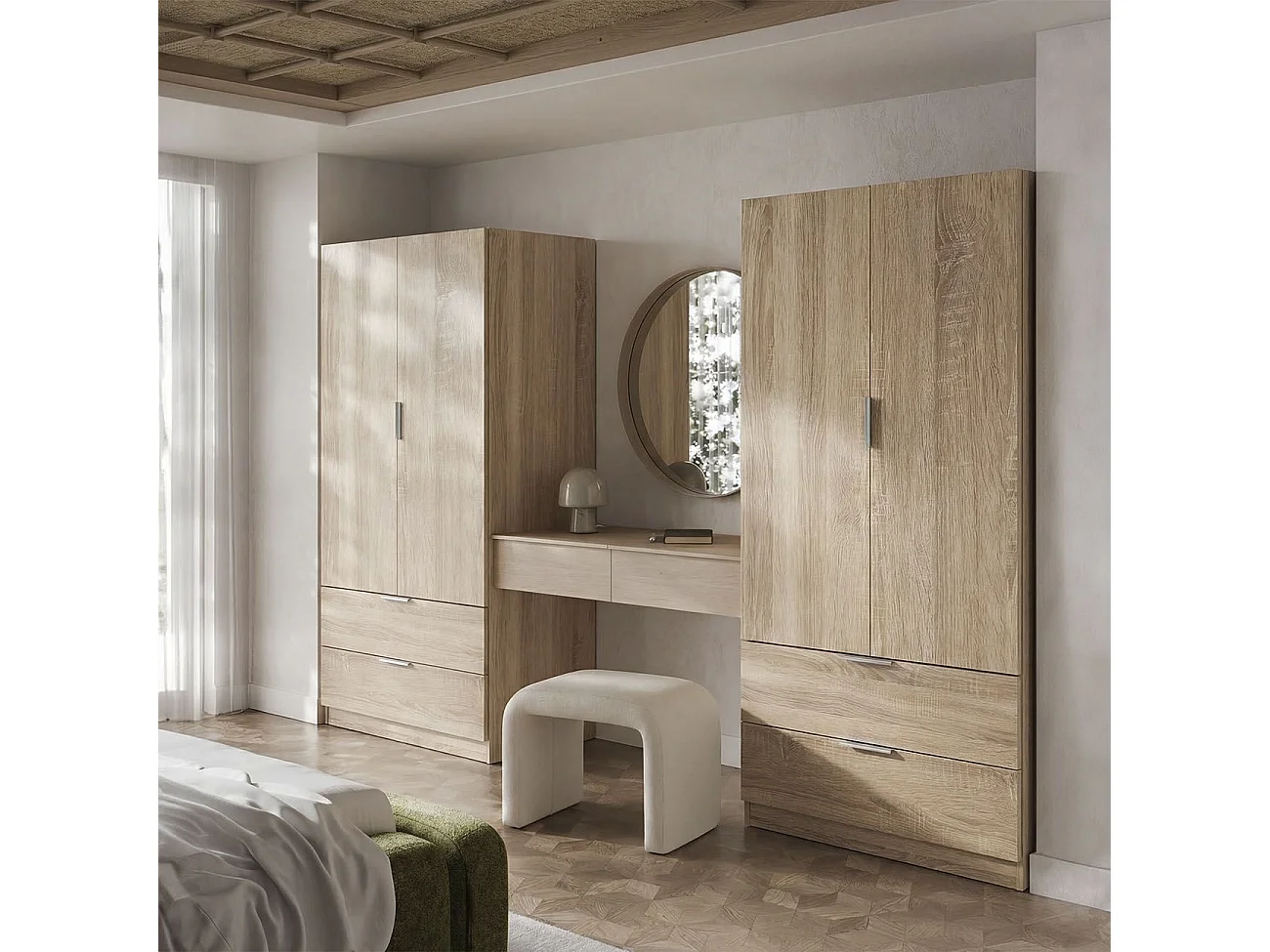 Armario de 2 puertas y 2 cajones en roble canadian 81,5x180 cm Lark Roble