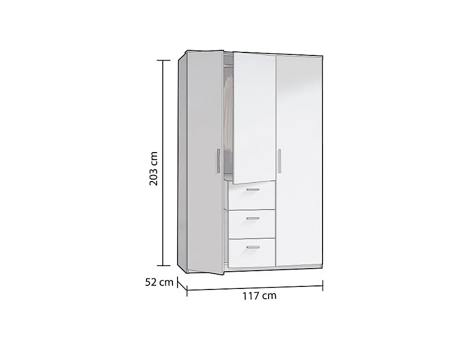 Armario Lexor 3 puertas Blanco Brillo