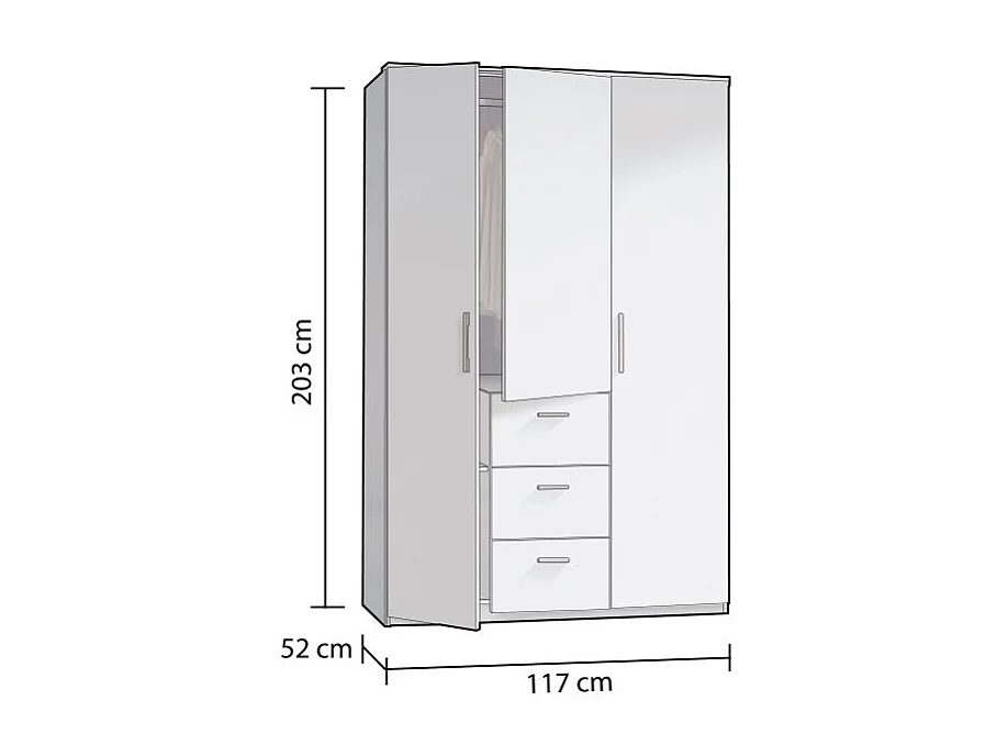 Armario Lexor 3 puertas Blanco Brillo