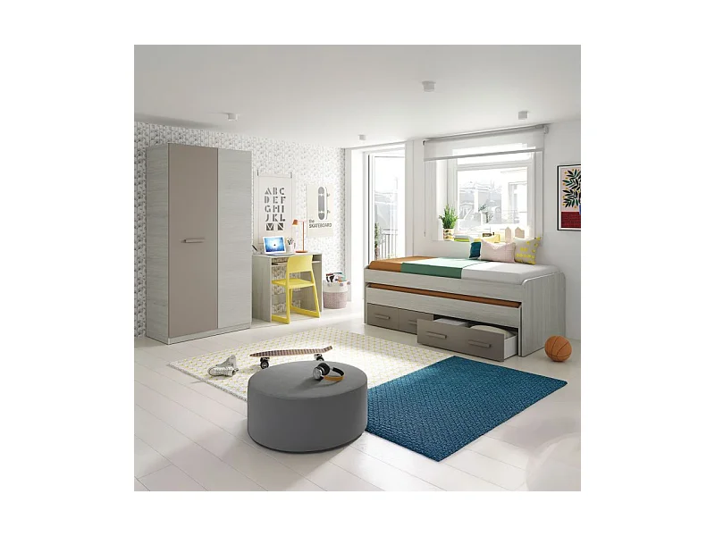 Armario juvenil Axim Blanco Alpes - Basalto