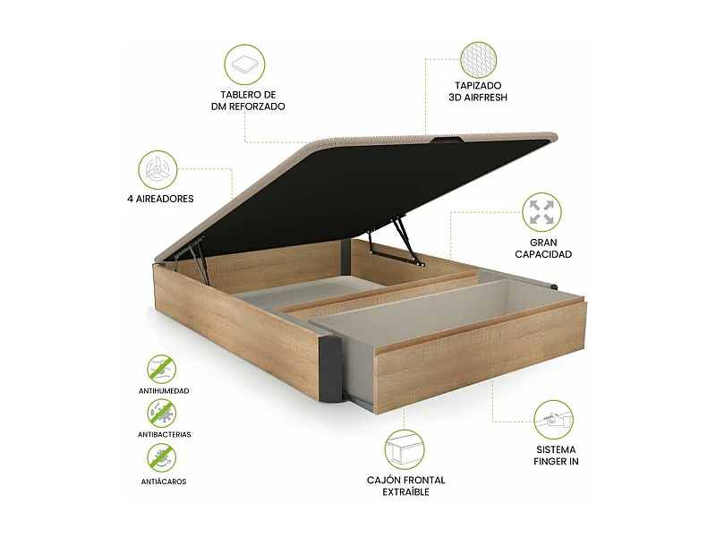 Canapé 150x190 Luxury Max 3D Cambrian - Grafito Roble - Grafito