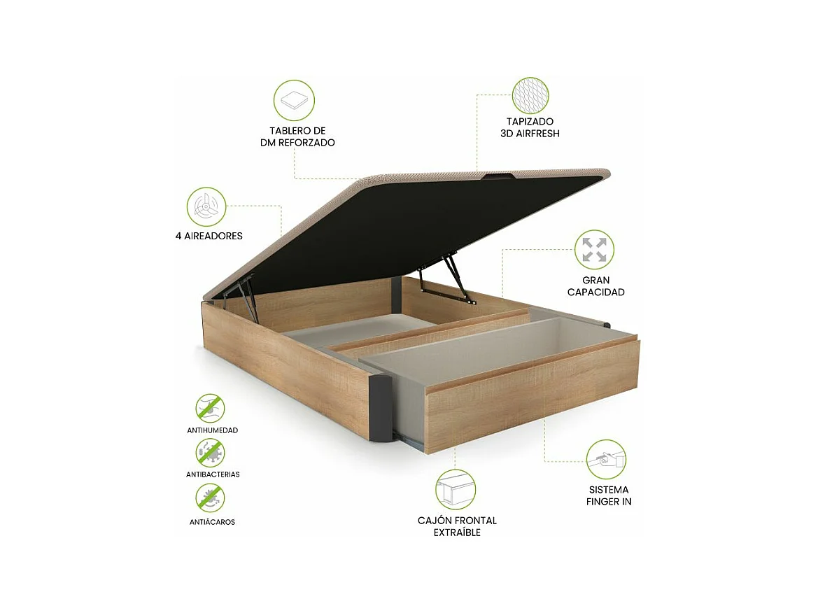 Canapé 150x190 Luxury Max 3D Cambrian - Grafito Roble - Grafito