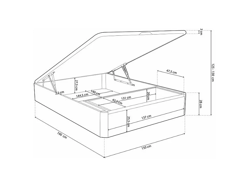 Canapé 150x190 Luxury Max 3D Cambrian - Grafito Roble - Grafito