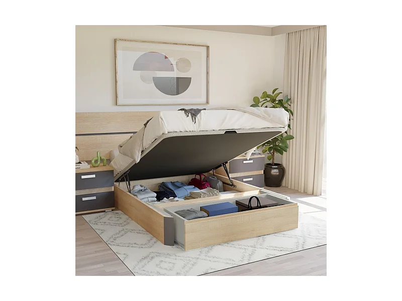 Canapé 150x190 Luxury Max 3D Cambrian - Grafito Roble - Grafito