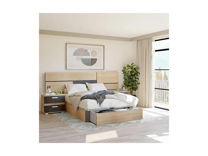 Canapé 150x190 Luxury Max 3D Cambrian - Grafito Roble - Grafito