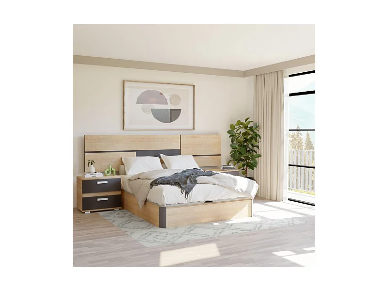 Canapé 150x190 Luxury Max 3D Cambrian - Grafito Roble - Grafito