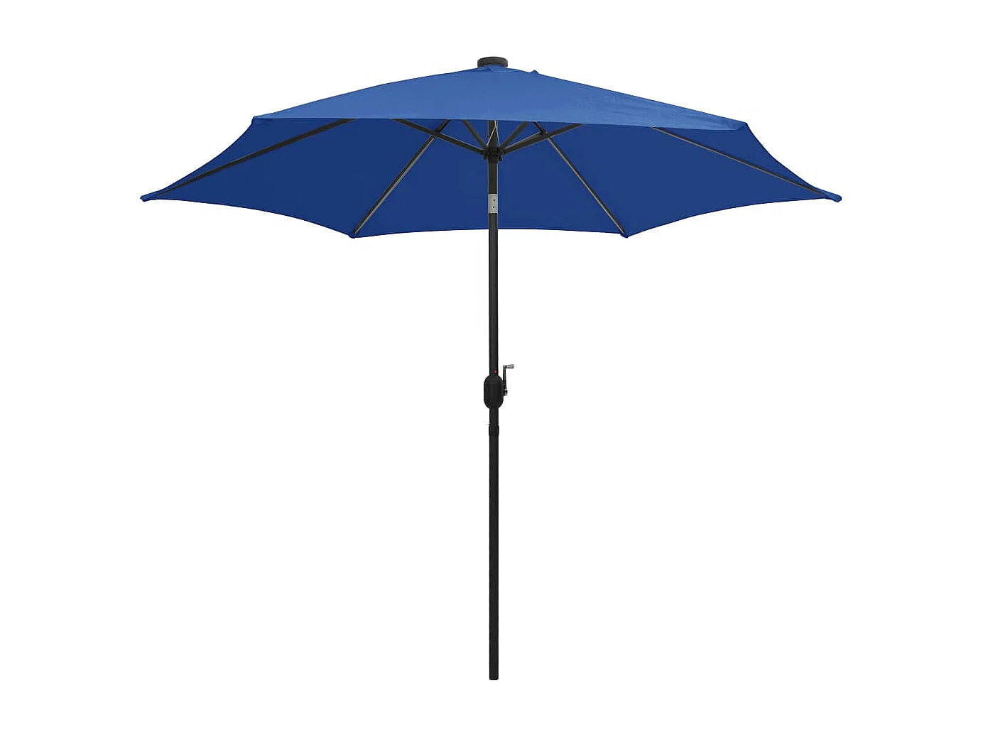 Sombrilla de jardín luces LED palo de aluminio azul 300 cm