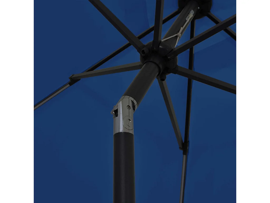 Sombrilla de jardín luces LED palo de aluminio azul 300 cm