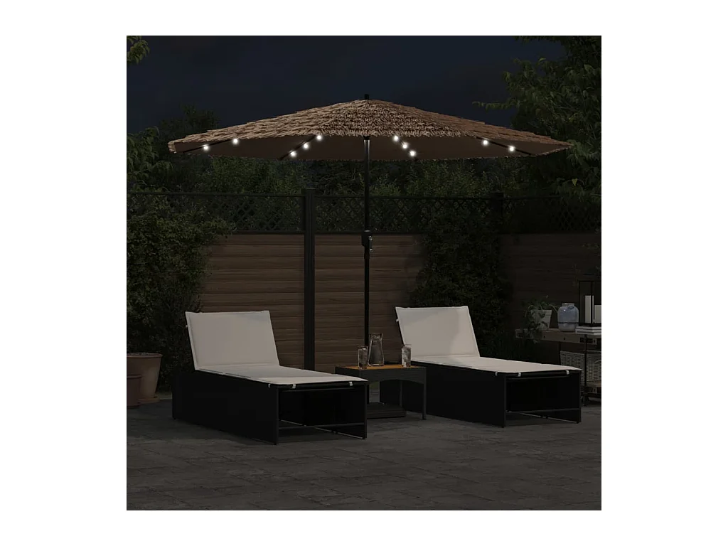 Sombrilla de jardín con LEDs poste acero marrón 324x324x247 cm