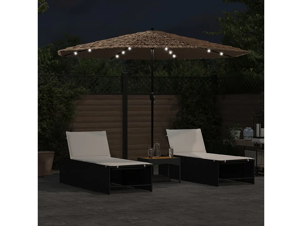 Sombrilla de jardín con LEDs poste acero marrón 324x324x247 cm