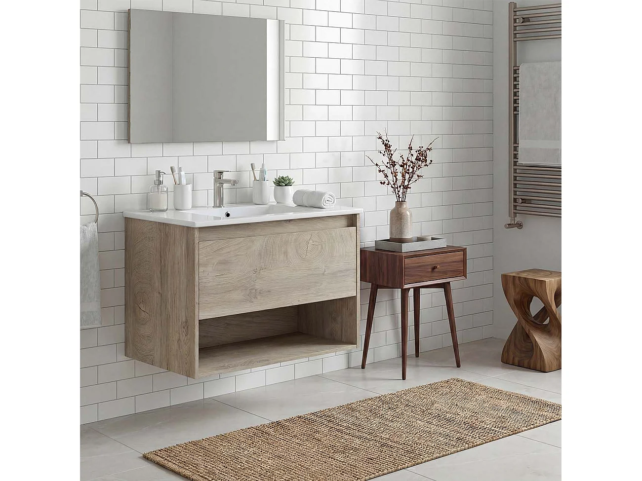 Lavabo cerámico rectangular en blanco 81,5x46 cm Volga Blanco