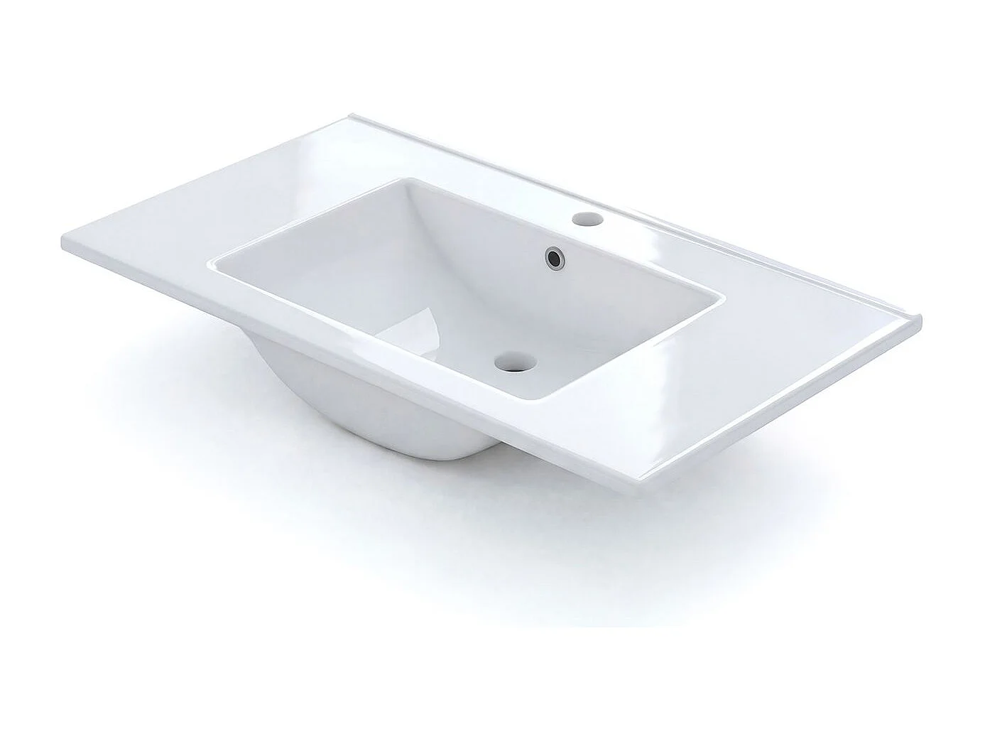 Lavabo cerámico rectangular en blanco 81,5x46 cm Volga Blanco