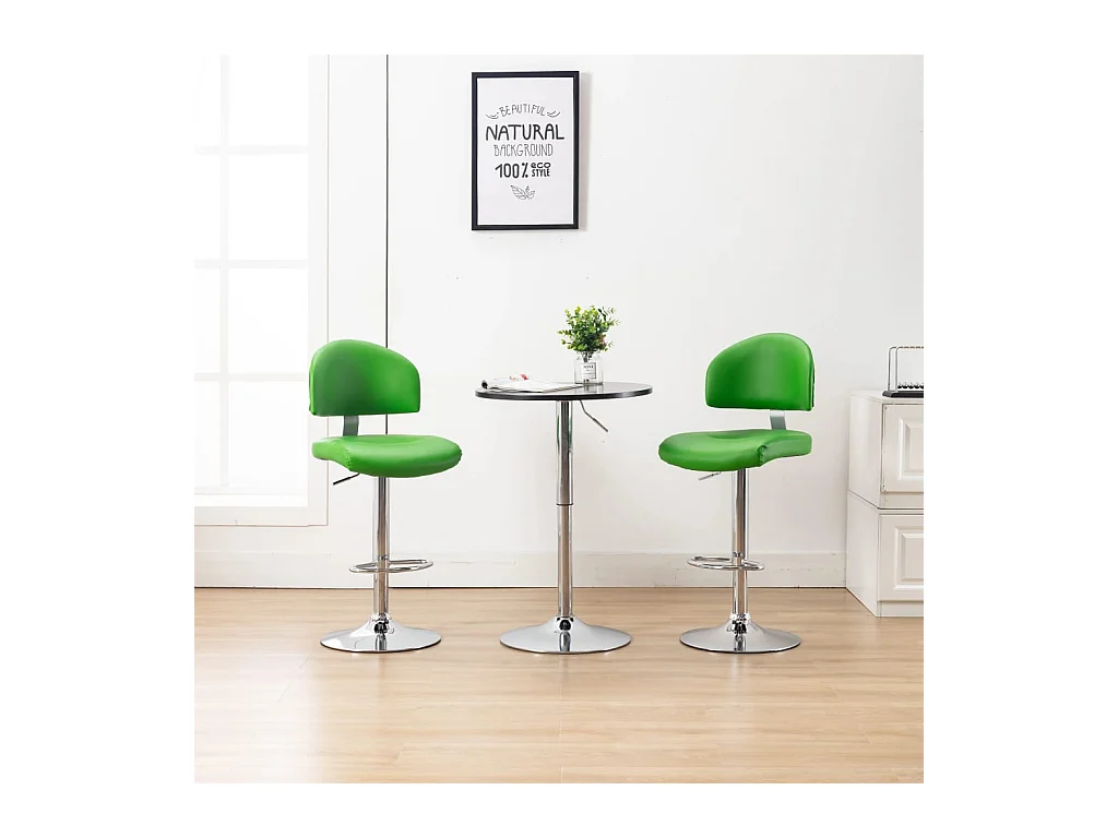 Tabourets de bar lot de 2 vert similicuir