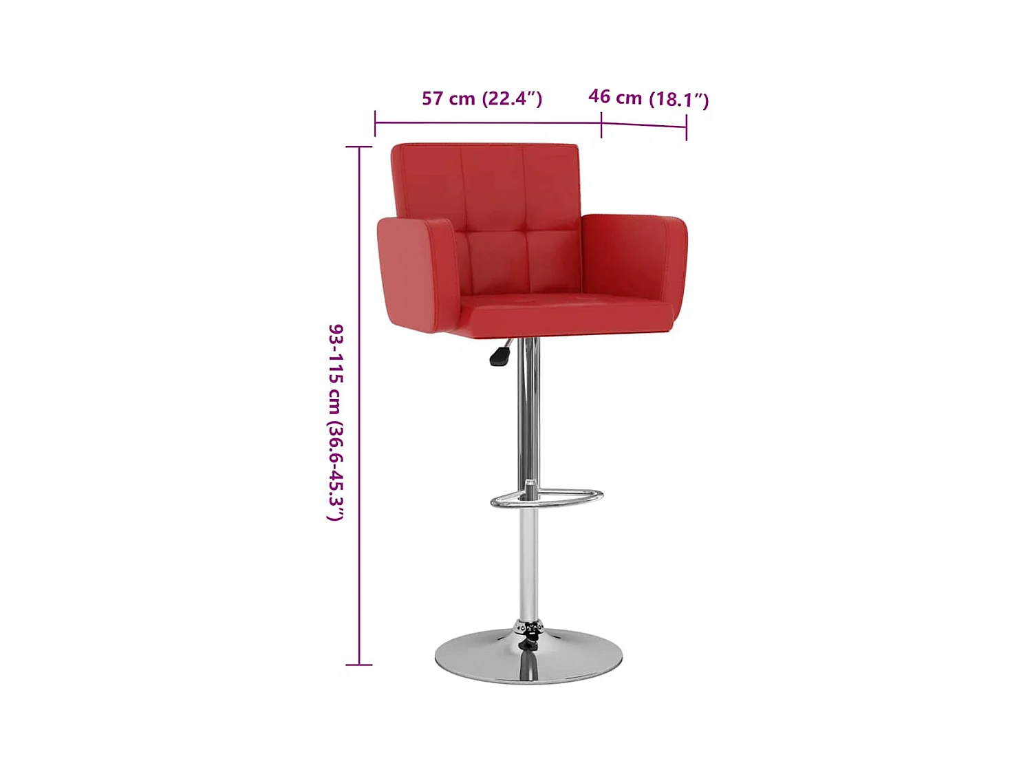 Tabourets de bar lot de 2 rouge similicuir