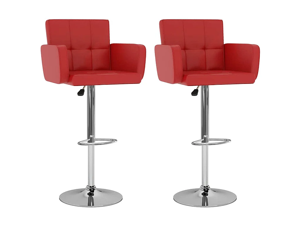 Tabourets de bar lot de 2 rouge similicuir