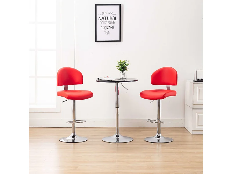 Bancos de bar 2 pcs couro artificial vermelho