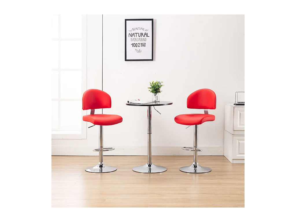 Tabourets de bar lot de 2 rouge similicuir