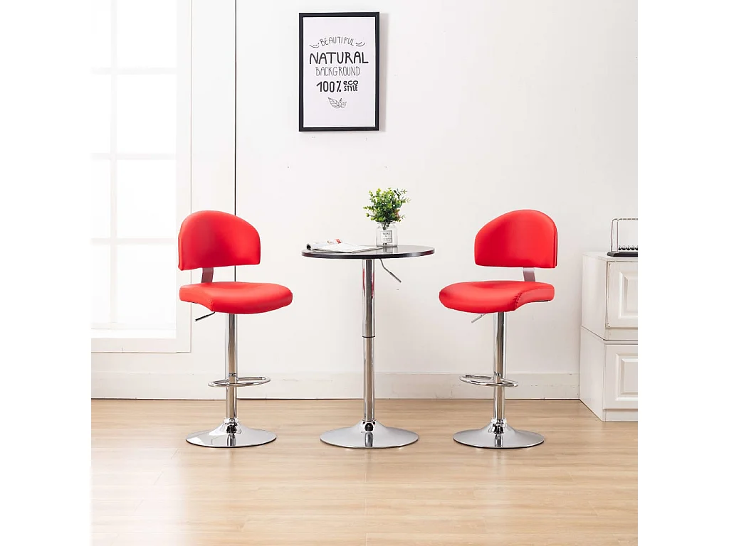 Barhocker 2 Stk. Rot Kunstleder