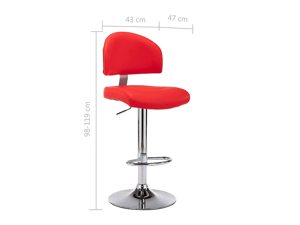 Tabourets de bar lot de 2 rouge similicuir