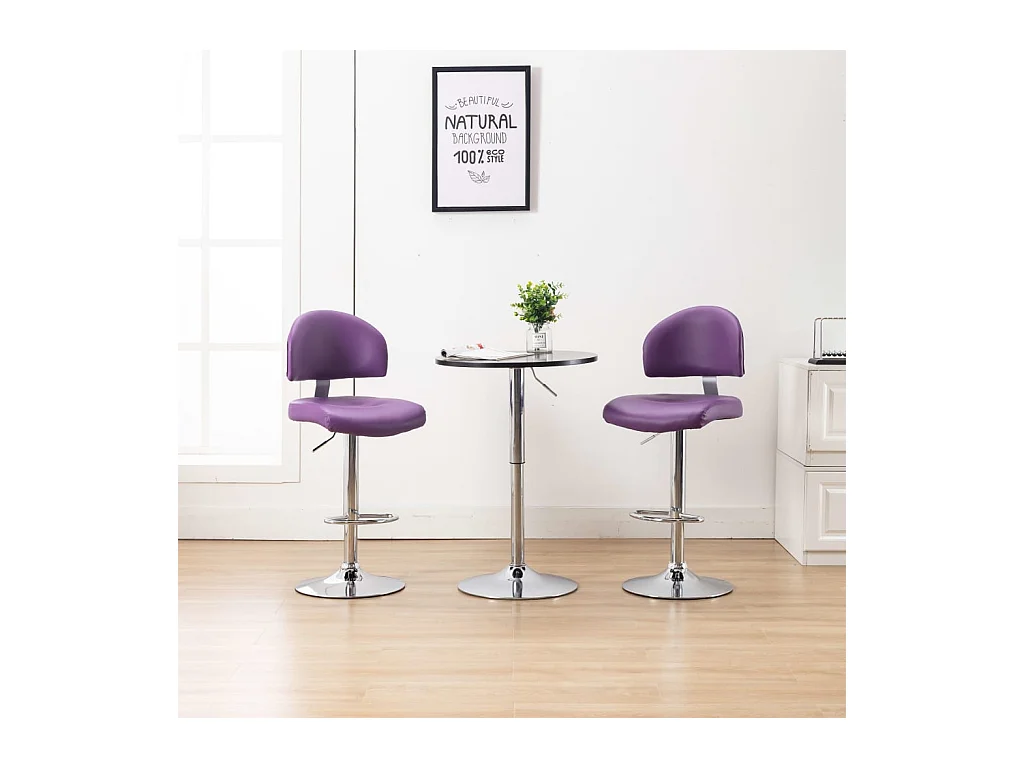 Tabourets de bar lot de 2 violet similicuir