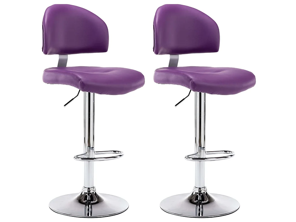 Tabourets de bar lot de 2 violet similicuir