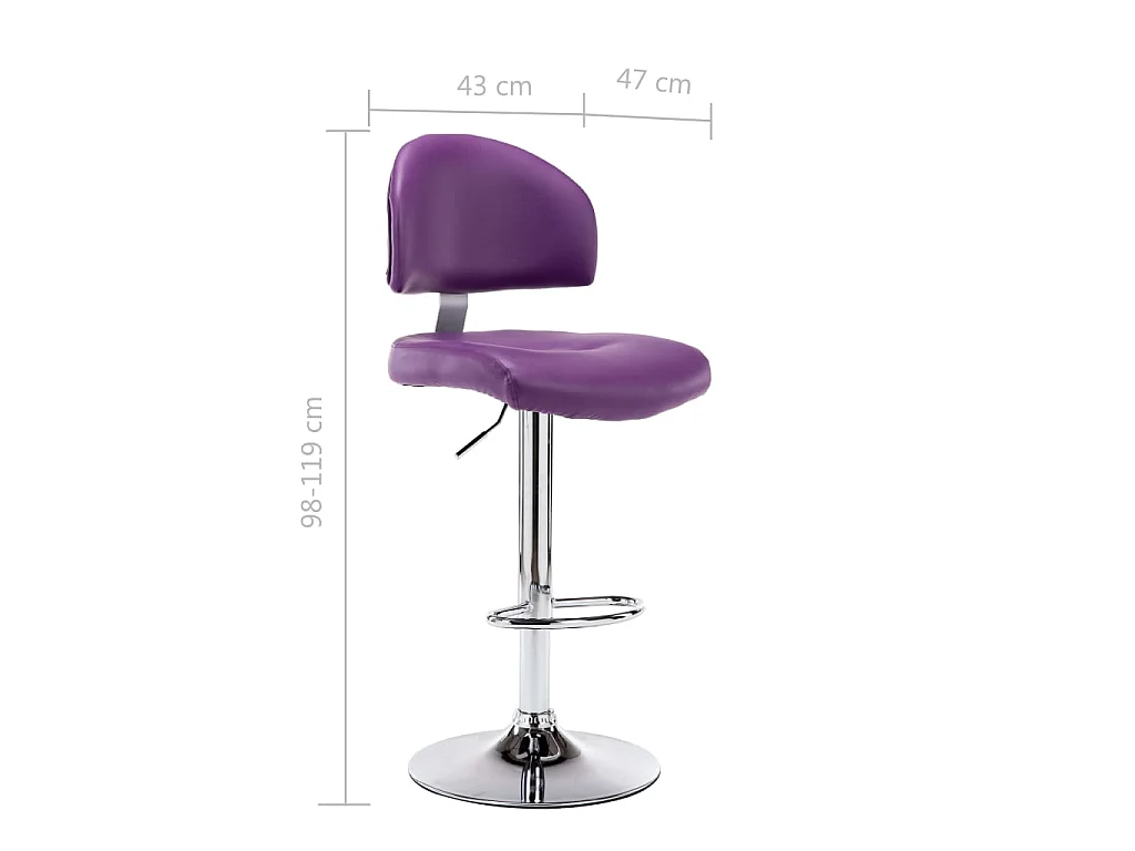Tabourets de bar lot de 2 violet similicuir