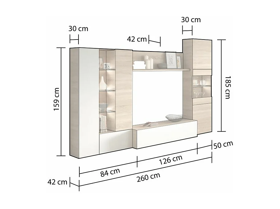 Salón Vinter Leds Blanco - Roble