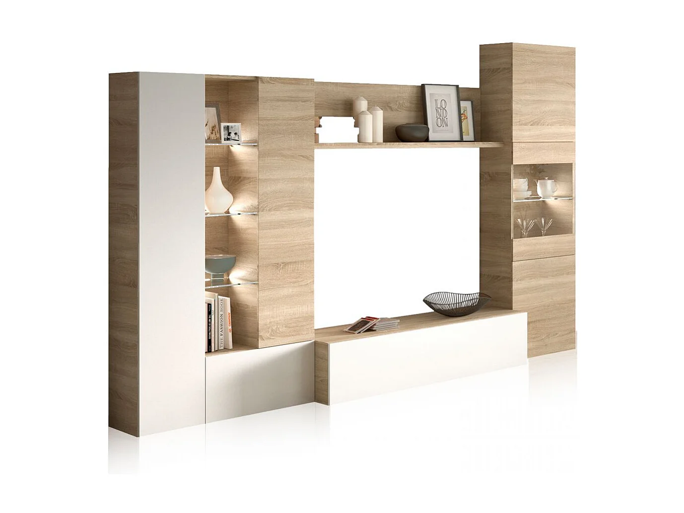 Salón Vinter Leds Blanco - Roble