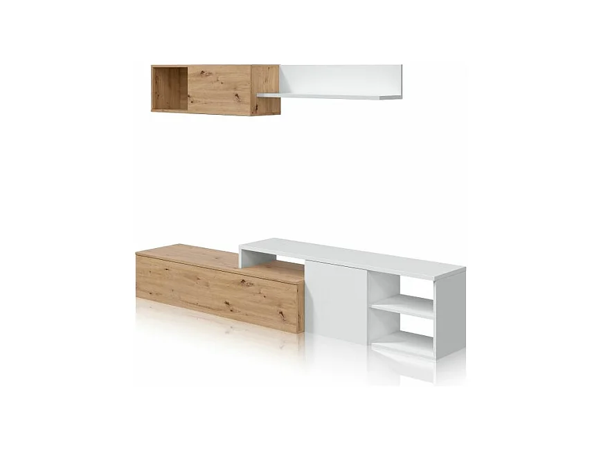 Salón Kate Blanco Artik (Blanco Mate) - Roble Nodi