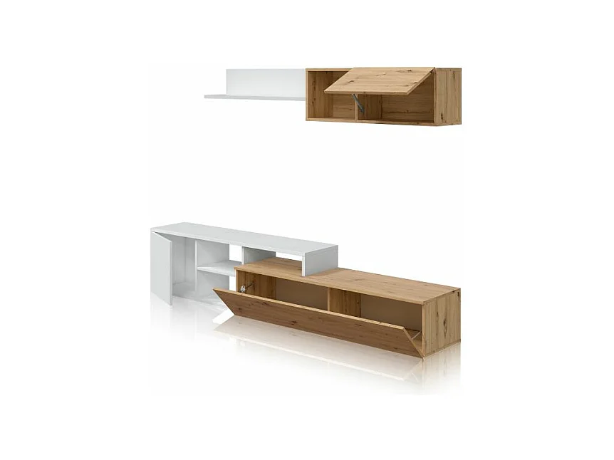 Salón Kate Blanco Artik (Blanco Mate) - Roble Nodi