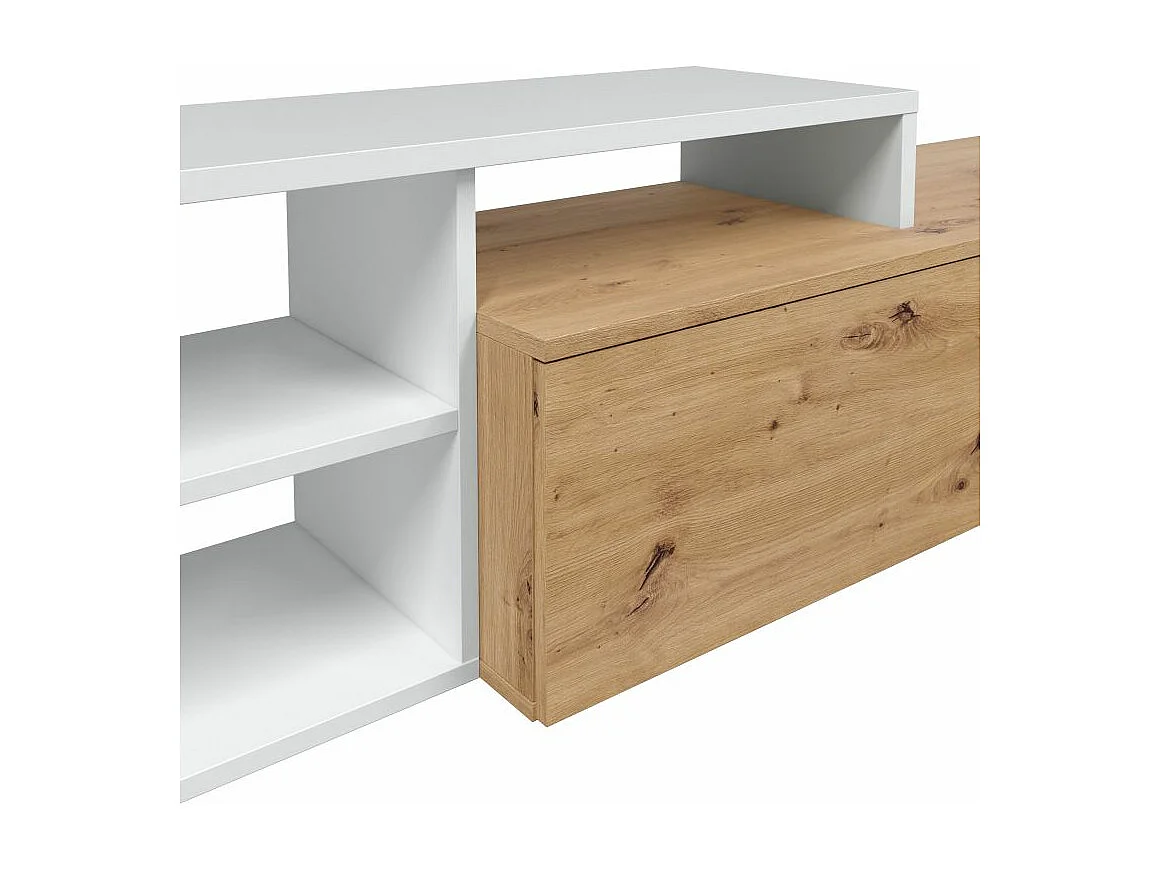 Salón Kate Blanco Artik (Blanco Mate) - Roble Nodi