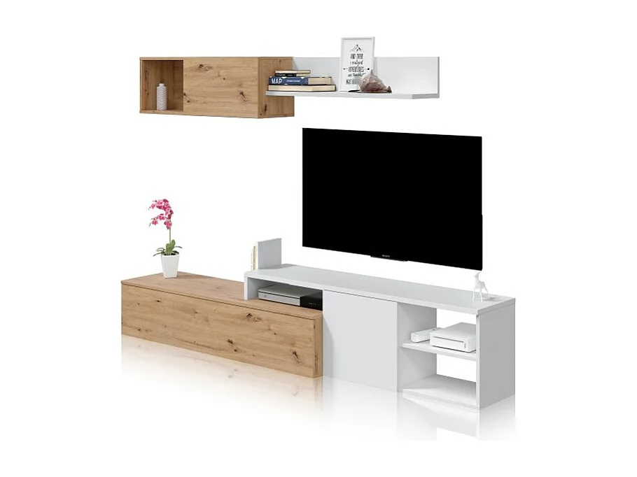 Salón Kate Blanco Artik (Blanco Mate) - Roble Nodi