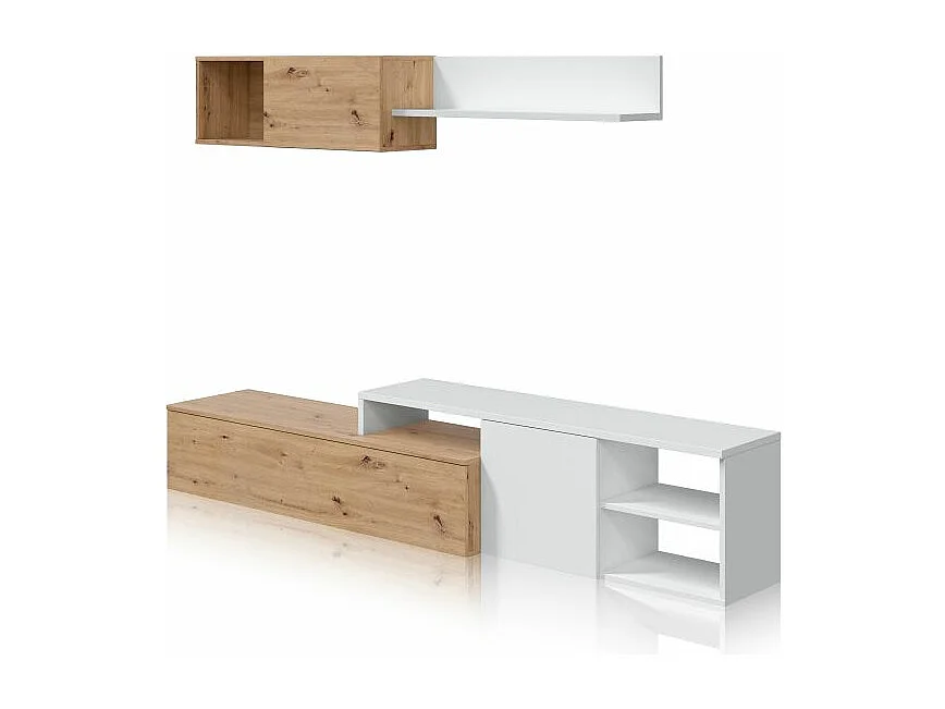 Salón Kate Blanco Artik (Blanco Mate) - Roble Nodi