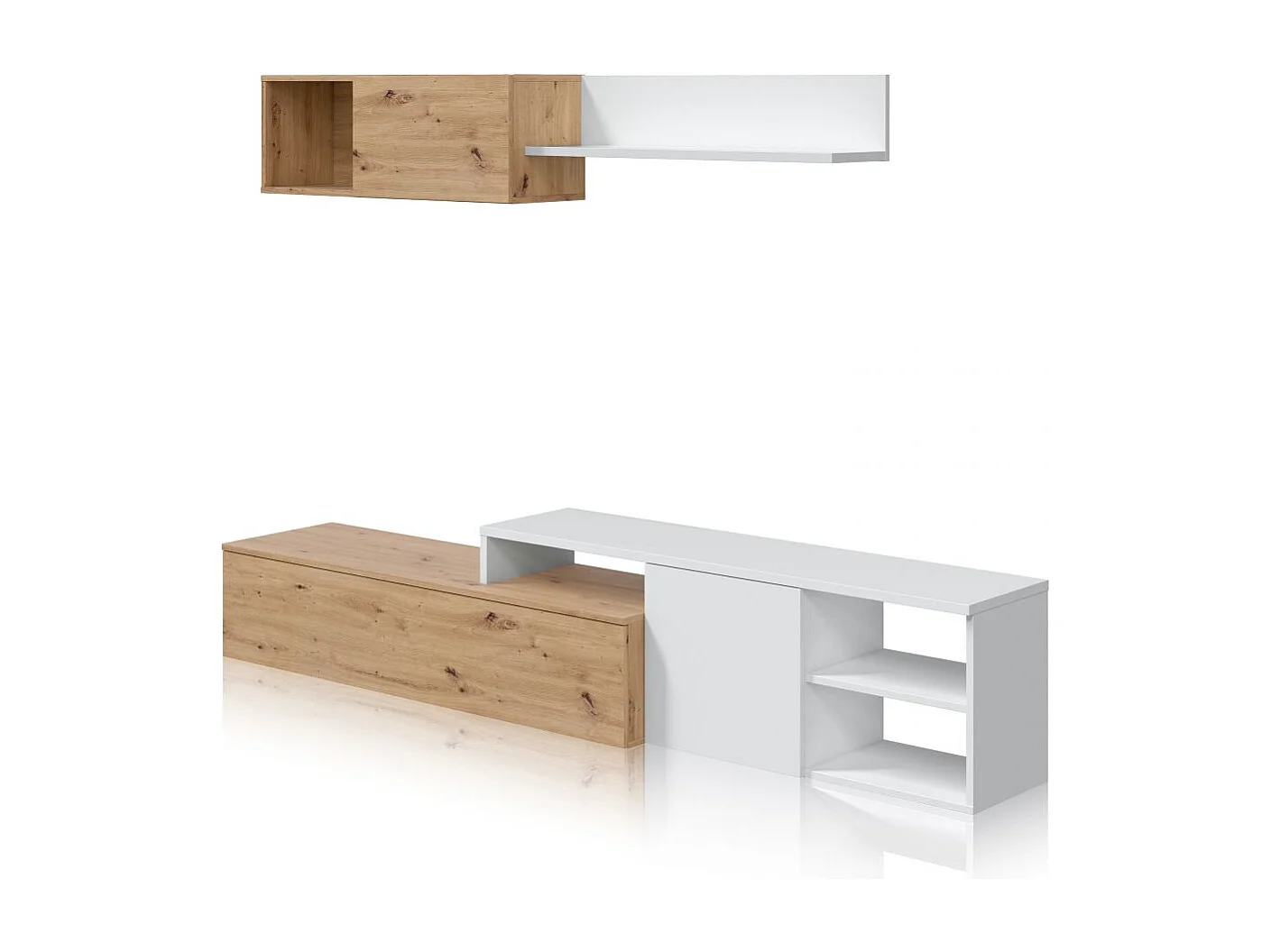 Salón Kate Blanco Artik (Blanco Mate) - Roble Nodi