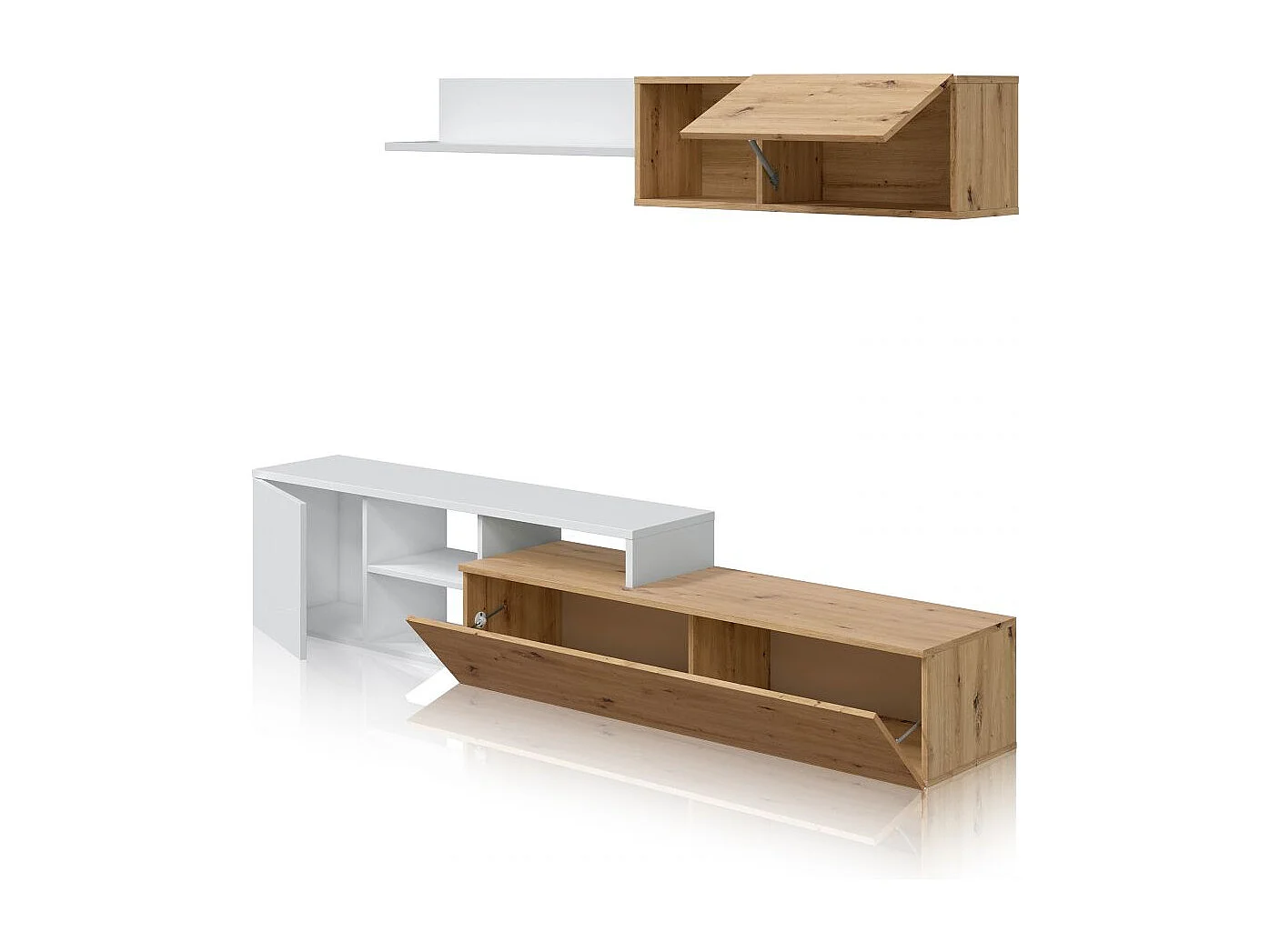 Salón Kate Blanco Artik (Blanco Mate) - Roble Nodi