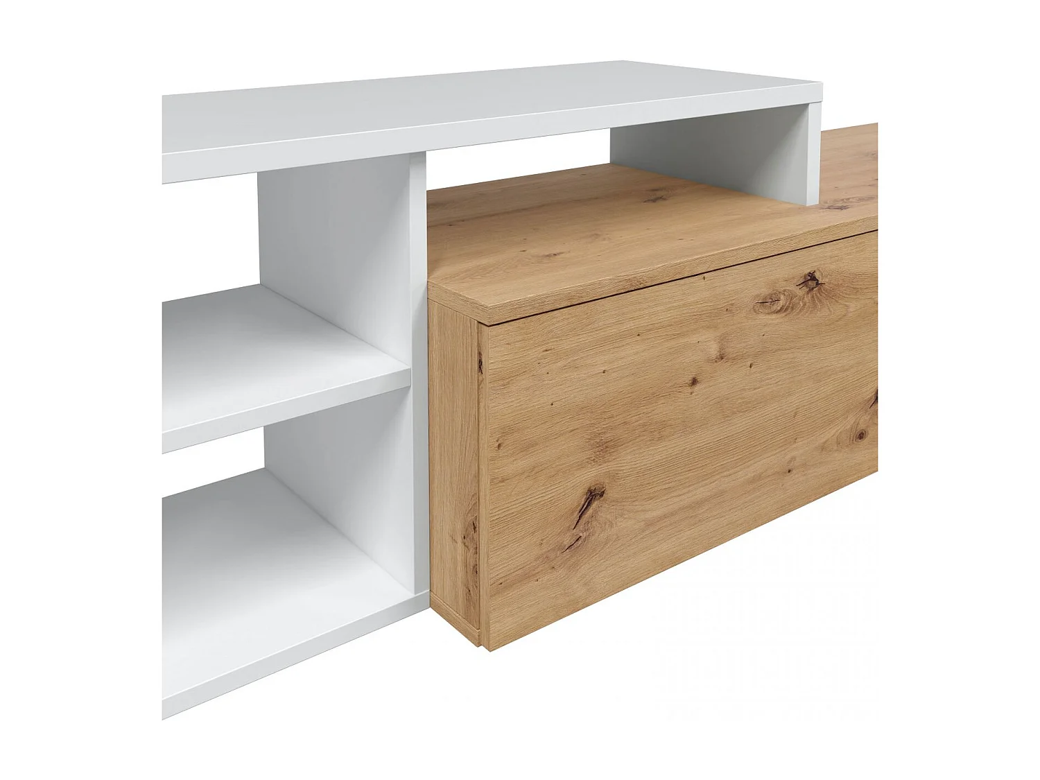 Salón Kate Blanco Artik (Blanco Mate) - Roble Nodi