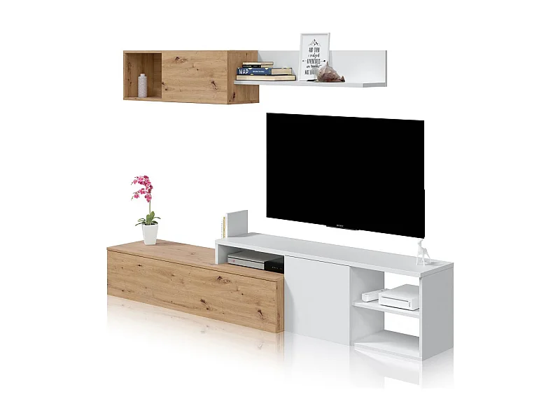 Salón Kate Blanco Artik (Blanco Mate) - Roble Nodi