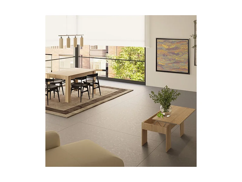 Pack mesa de comedor 140 y mesa de centro Vita Roble Canadian